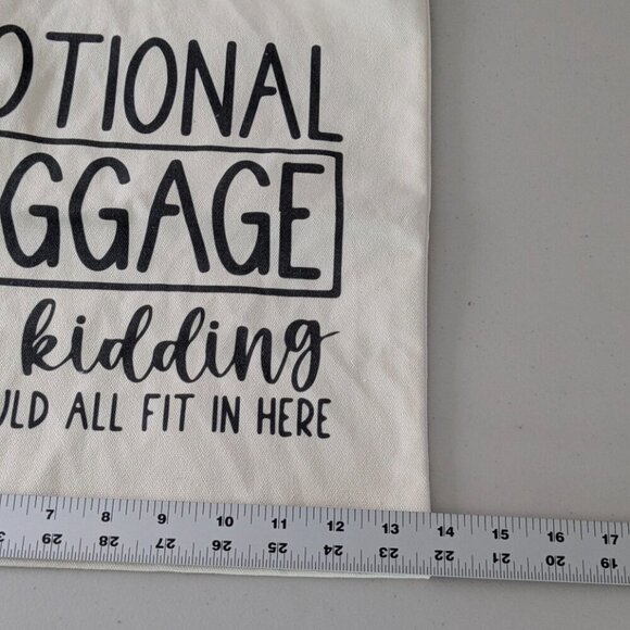 new reusable canvas tote shopping bag "emotional baggage" 14" x  16" - Picture 3 of 5